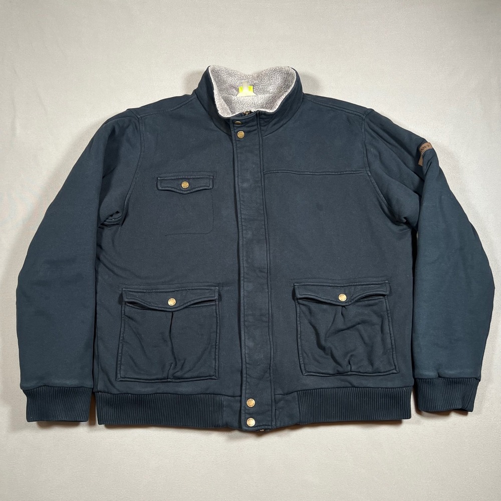Adidas Jacket Mens 2XL Sherpa Lined Bomber Neo Label Dark Blue Cozy Heavyweight